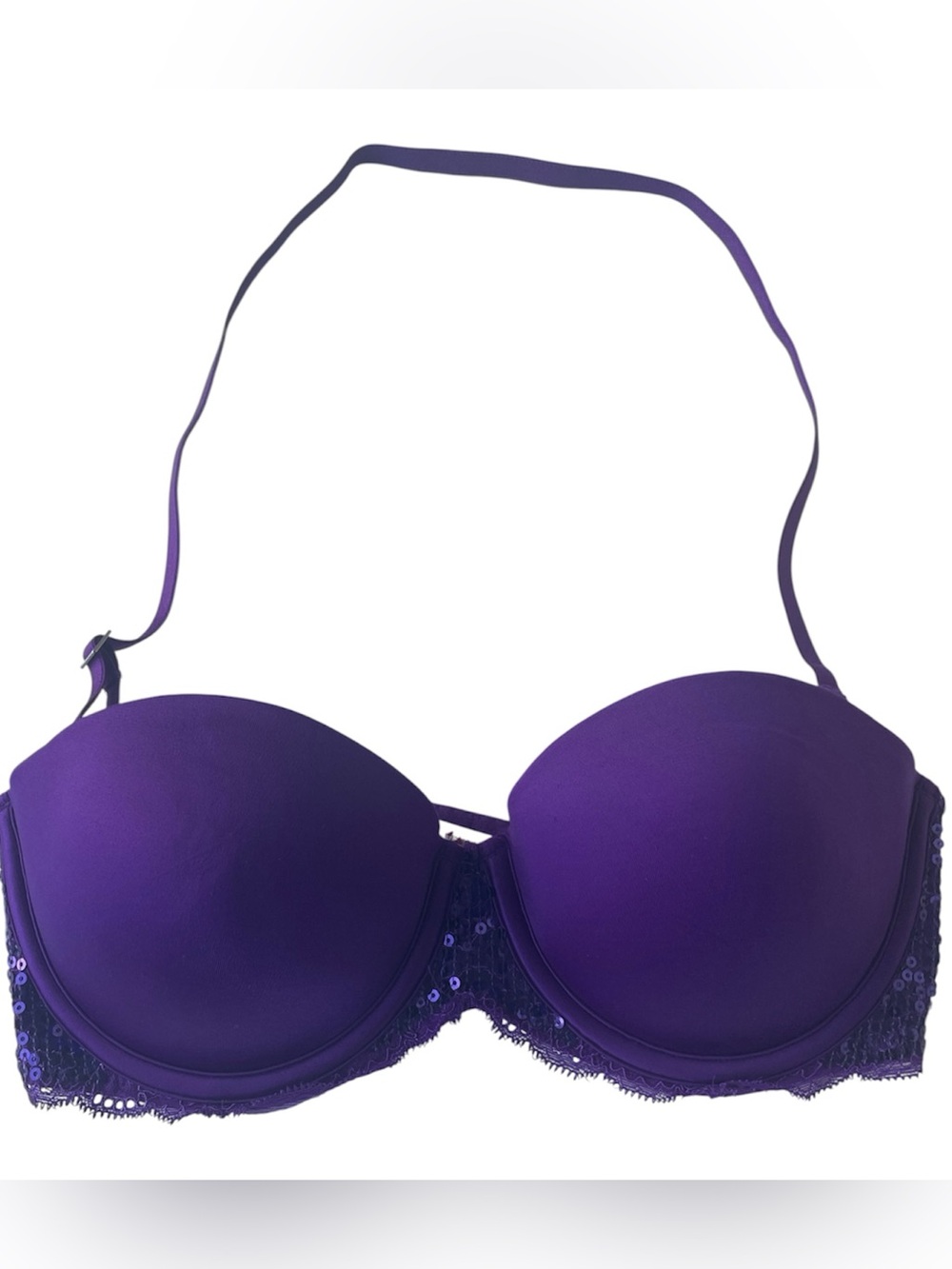 Pink Victoria Secret Purple Embellished Push-Up Bra Halter or Strapless 34C NWT